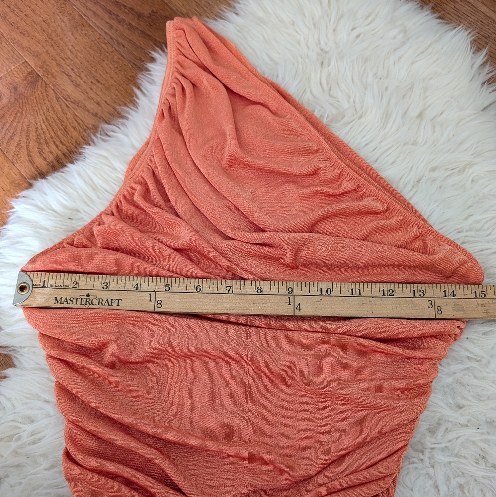 Lioness Goddess One Shoulder Ruched Mini Dress Medium Orange - Picture 11 of 15